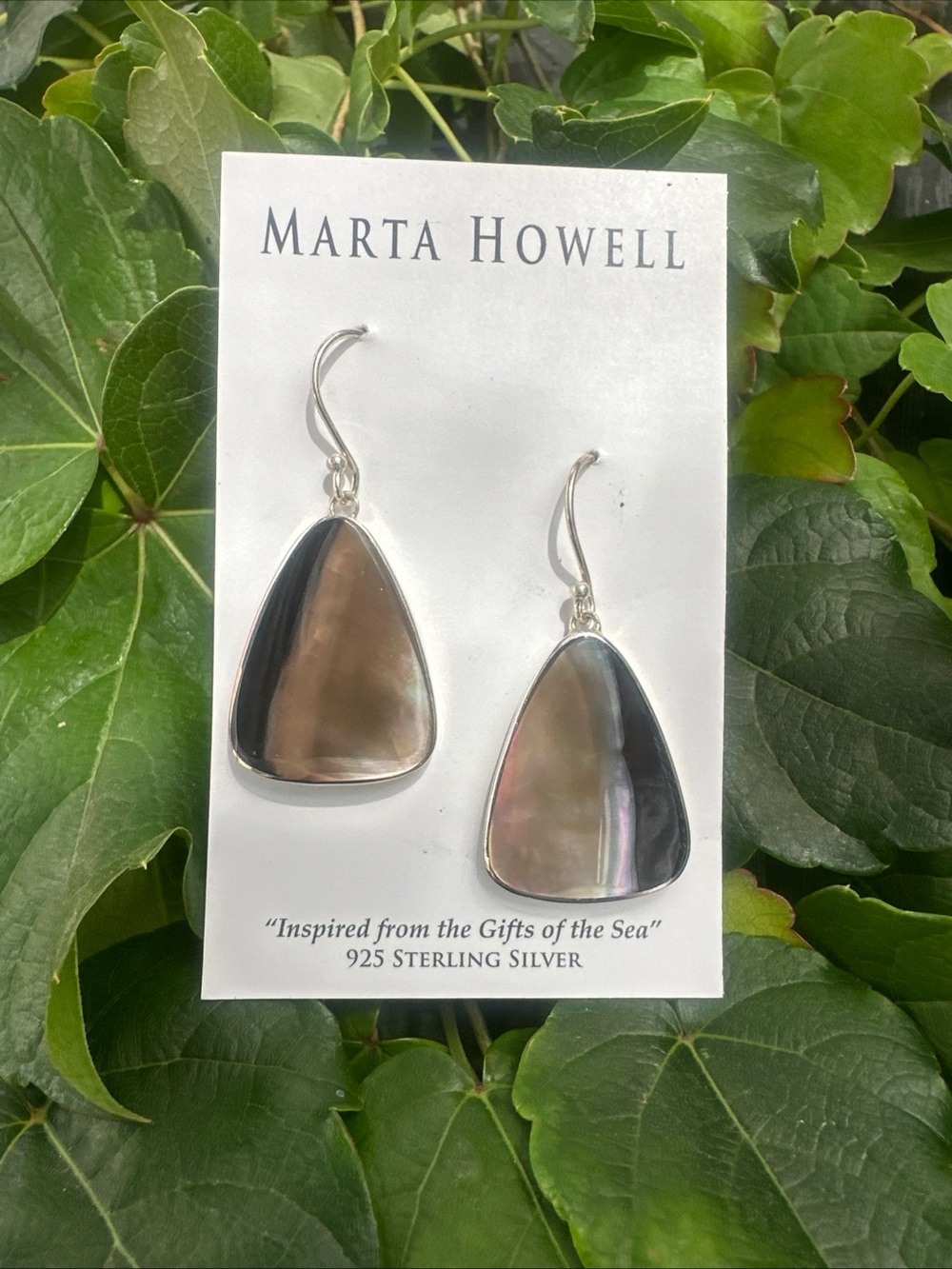 Marta Howell Sterling Silver Black Lip Oyster, Tri Oval Shape Earrings
